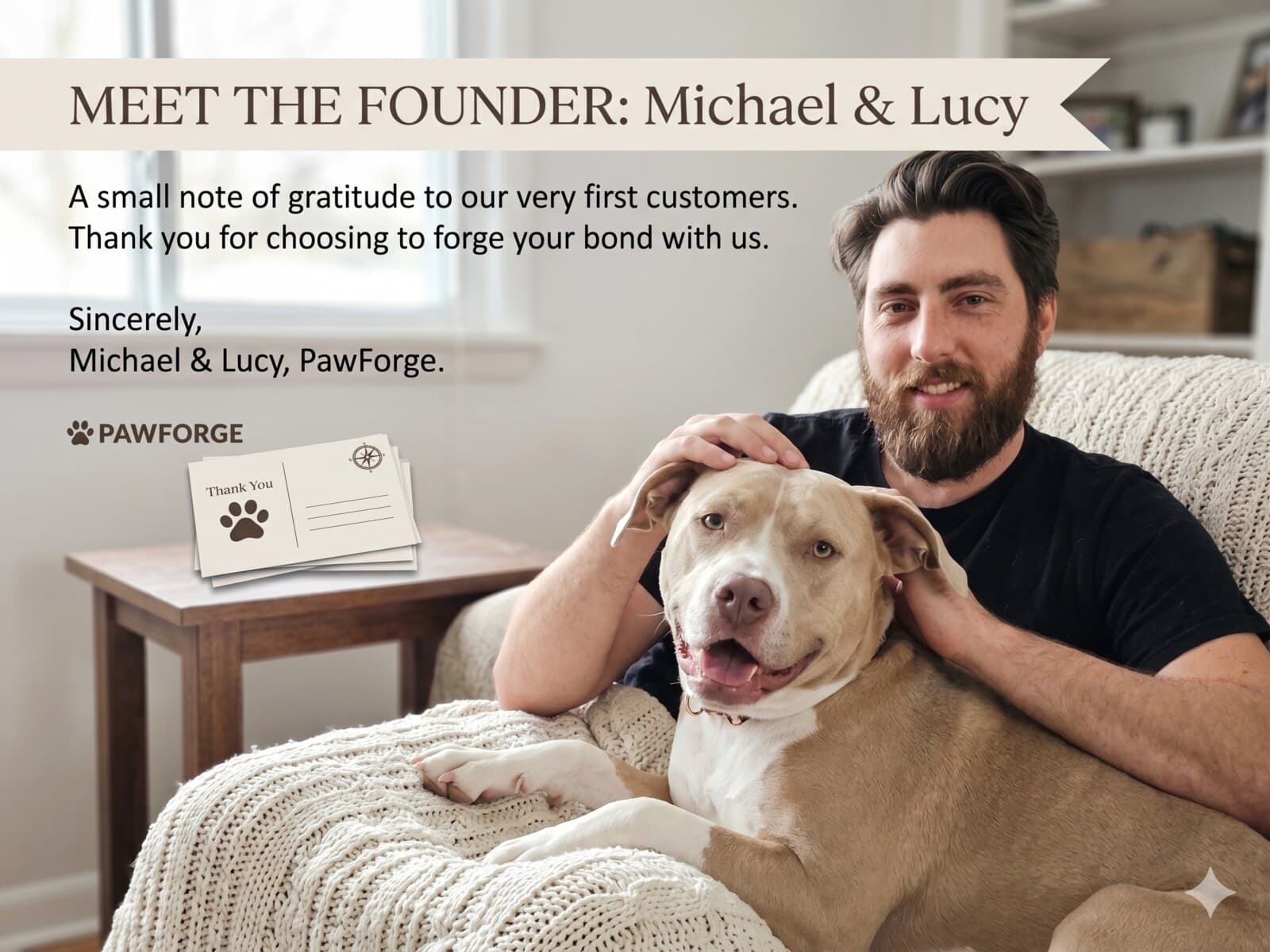 Michael and Lucy, the founder pair behind PawForge