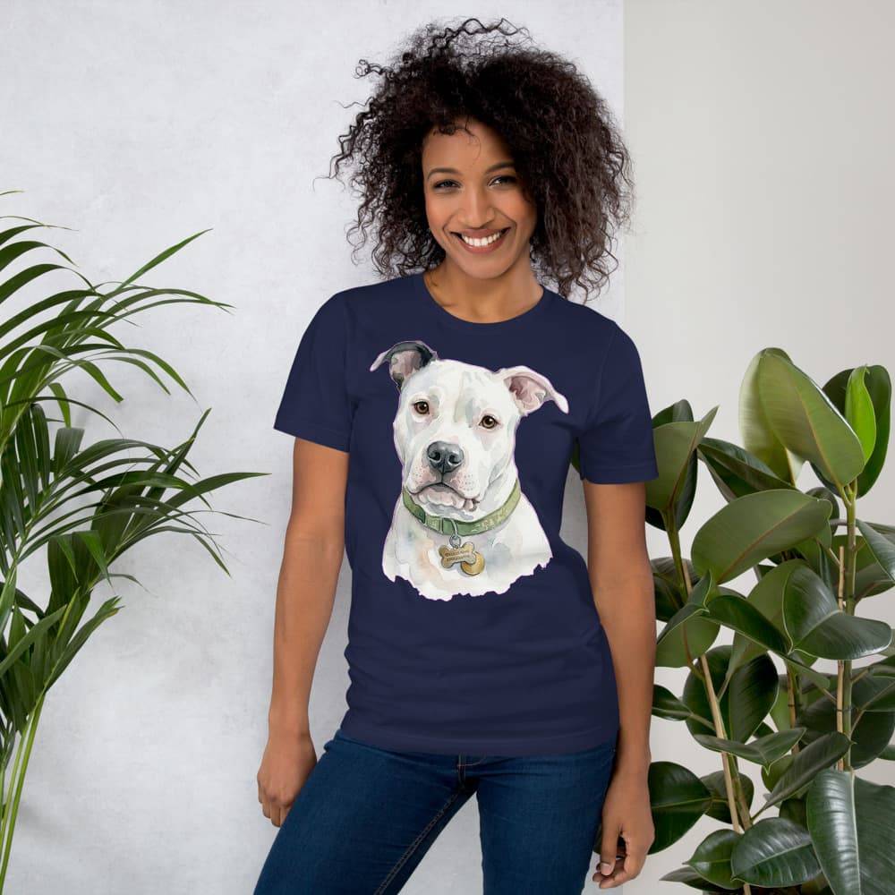 Cash Watercolor pet portrait on a Printful product mockup