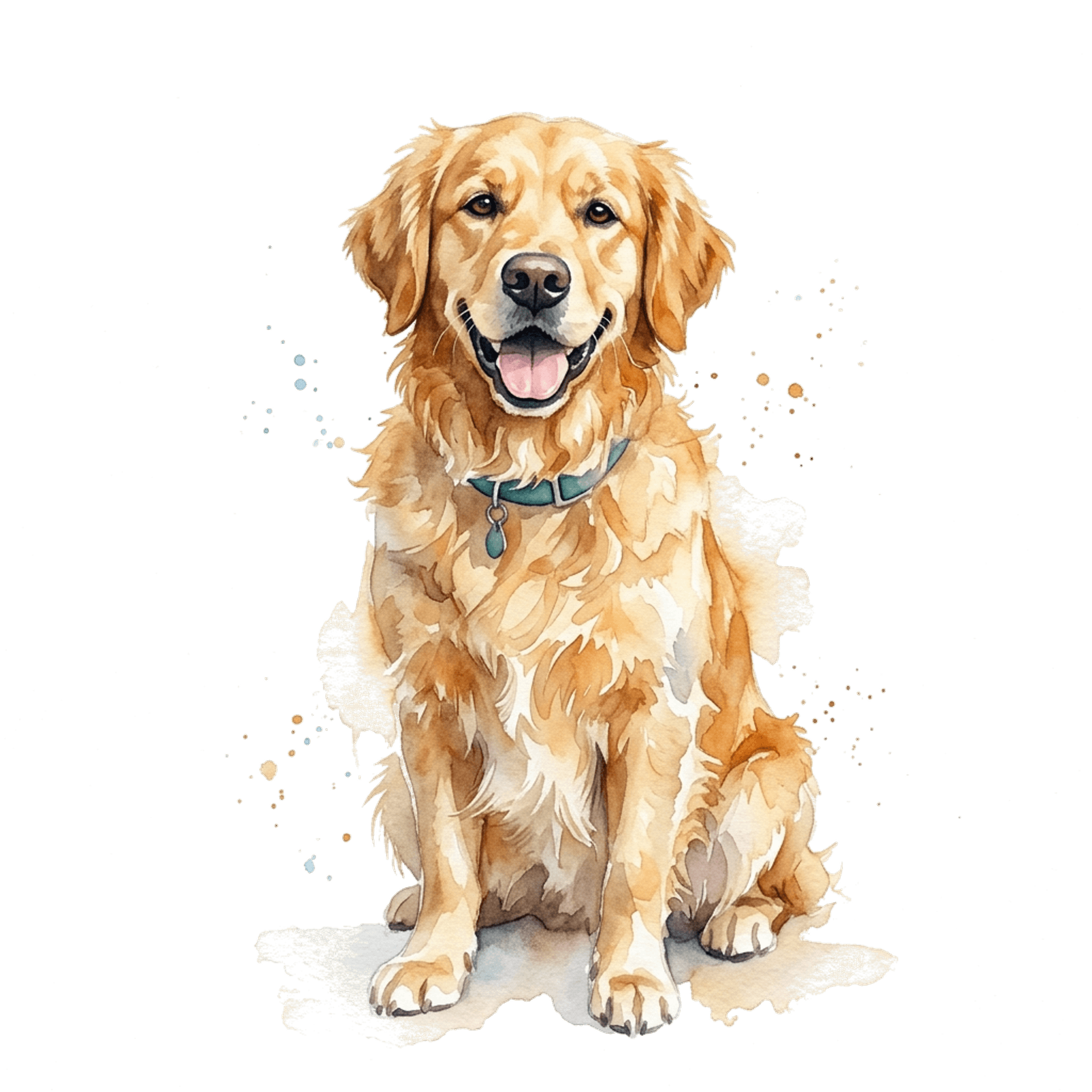 Custom watercolor dog portrait printed on a black t-shirt.