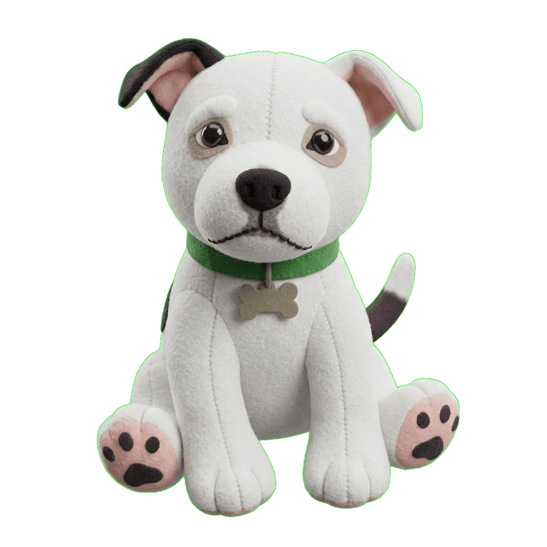 Cash Plushie pet portrait artwork