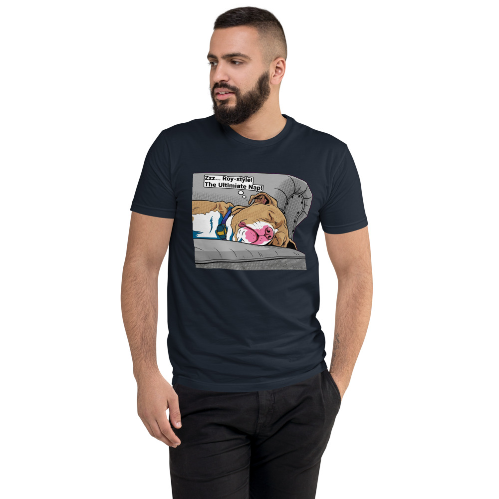 Lucy Pop Art pet portrait generated with Gemini and rendered on a Midnight Navy Athletic Fit Pet Tee.